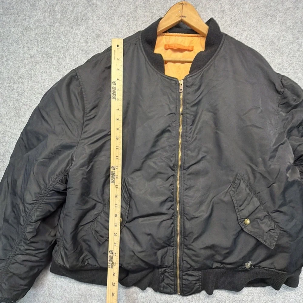 Vintage Alpha Industries MA-1 Jacket Mens 2XL Black Bomber Thrashed Broken Zip